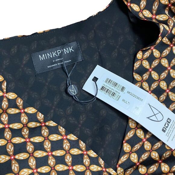 Minkpink Dress WMNS XS Brown Valentina Twist Knot Wrap Front Floral Mini REVOLVE - Picture 5 of 13